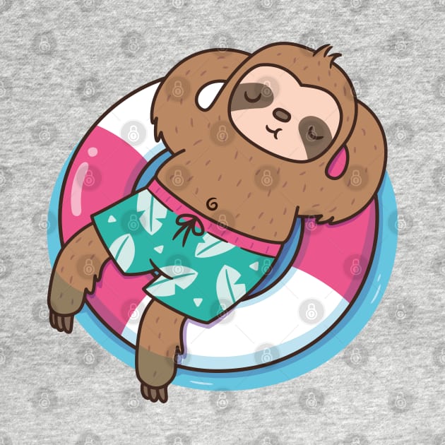 Cute Sloth Chilling On Pool by rustydoodle